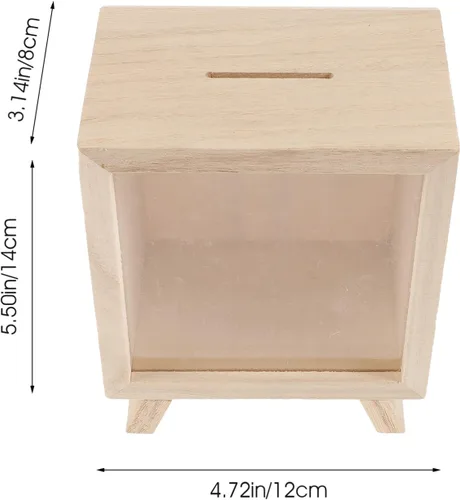 Miniatura 2 de Hucha de madera, alcancía transparente, caja de ahorros, tarro de ahorro, caja de ahorro decorativa, caja de sombras, puntas claras, moneda, ahorro