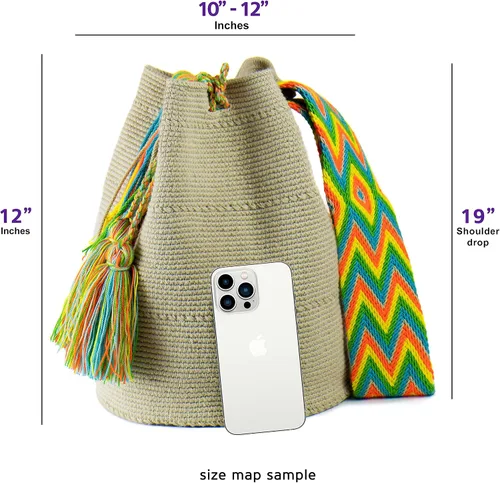 Miniatura 4 de Wayuu Classic Boho Collection - Bolso de mano tejido de ganchillo para playa