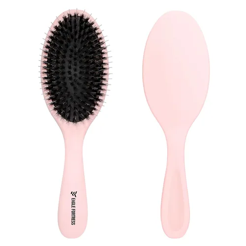 Miniatura 10 de Cepillo de cerdas de jabalí para mujeres, hombres y niños, cepillo desenredante para cabello grueso, adelgazamiento, seco o húmedo con alfileres