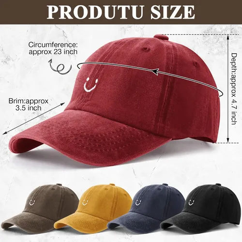 Miniatura 2 de Gorra de béisbol unisex de algodón vintage de perfil bajo sin estructura, gorra de béisbol desgastada lavada y ajustable para papá