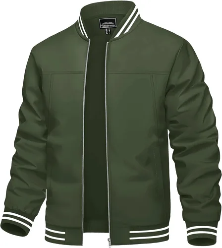 Miniatura 14 de TACVASEN Chaqueta ligera para hombre, casual, primavera, otoño, cortavientos, bombardero, con cremallera, abrigo con bolsillo