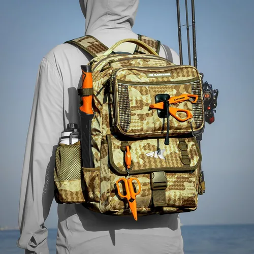 Miniatura 2 de KastKing BaitSpace 50L Mochila para equipo de pesca con encuadernador de cebo removible, 2 soportes para cañas, almacenamiento para equipo y H