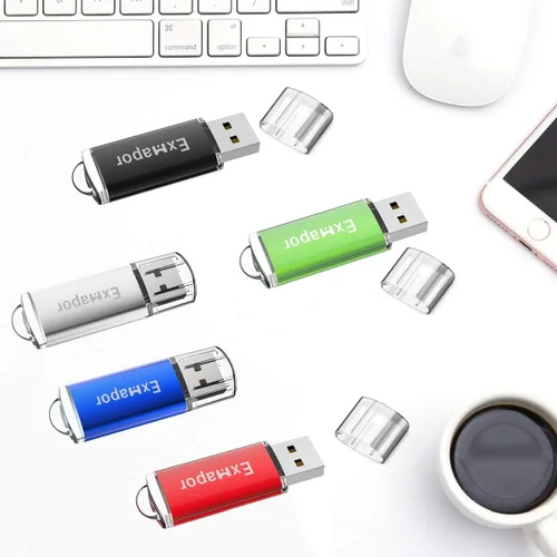 Miniatura 6 de Unidad flash USB 1GB 5PCS Exmapor Memory Stick Bulk Storage Pen Drive con indicador LED Rojo/Negro/Plata/Verde/Azul
