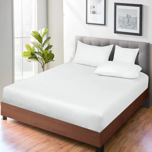 Miniatura 7 de ROYALE LINENS Sábana bajera ajustable de 300 hilos 100% algodón peinado de fibras largas, tamaño Queen, sábana inferior súper suave con bolsillo