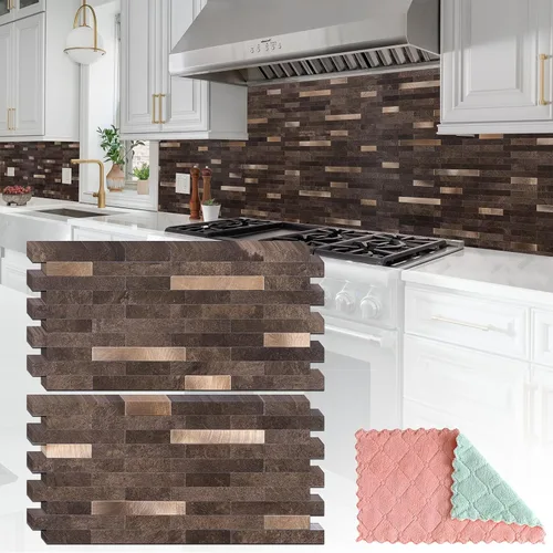 Miniatura 17 de StyloVue 20 hojas para despegar y pegar para cocina, mármol blanco con aspecto de metal plateado que se pega en azulejos para mejorar tu cocina