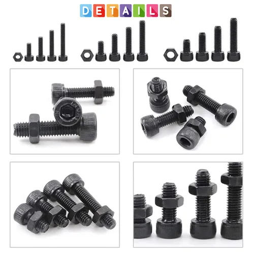 Miniatura 4 de Glarks 510 piezas M3 M4 M5 Juego surtido de tornillos de cabeza avellanada con agujero hexagonal para llave Allen y tuercas de acero de aleación