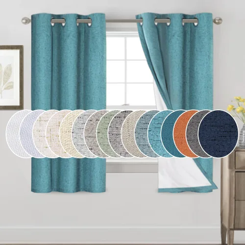 Miniatura 122 de Primitive - Cortinas opacas 100 % de lino texturizado natural para dormitorio, sala de estar, cortinas para ahorra energía, tela de arpillera