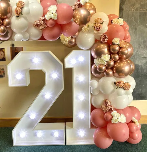 Miniatura 8 de Globos de látex retro rosa rubor, 60 globos de látex rosa polvoriento metálico cromado rosa rosa dorado beige rubor diseñados para celebraciones