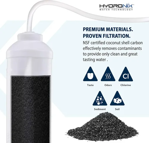 Miniatura 4 de Hydronix ICF-10 Cartucho de repuesto de filtro de agua de carbón posactivado en línea con NPT de 1/4 pulgadas para refrigerador, máquina de hielo