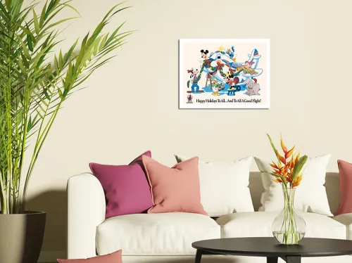 Miniatura 3 de Mickey Mouse y personajes de Disney – Happy Holidays to All – Delta Air Lines (aerolínea oficial de Disney World) – Póster vintage de viaje c.1960s