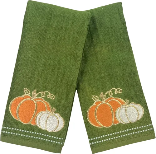 Miniatura 22 de Serfina Home Harvest - Toallas de mano para baño, diseño bordado de hojas de otoño grises y grises, 100% algodón, 16 x 25 pulgadas, juego de 2 piezas