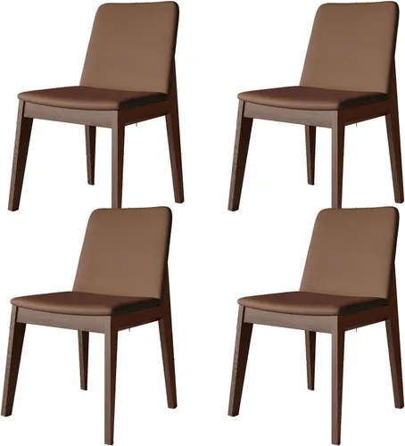 Miniatura 23 de Sillas de comedor tapizadas gruesas, sillas de cocina modernas de madera sólida, sillas de comedor tapizadas de cuero con marco minimalista, muebles