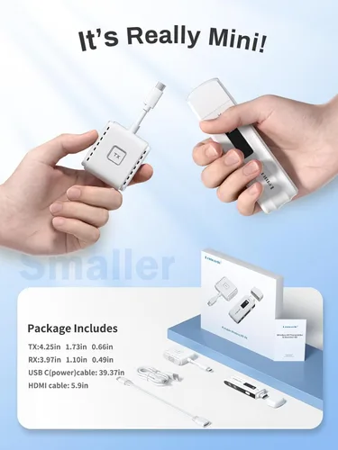 Miniatura 7 de Lemorele Kit de transmisor USB-C inalámbrico y receptor HDMI, Plug & Play USB-C a HDMI, extensor inalámbrico 2.4/5G, alcance de 164 pies, 1080P Full