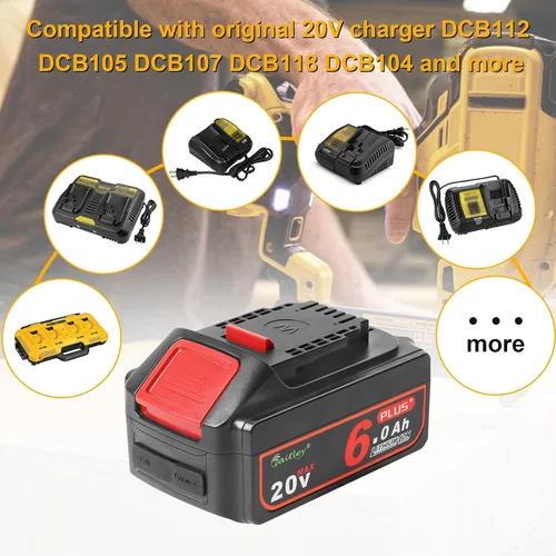 Miniatura 6 de waitley Actualizado 20V Real 6A Plus compatible con Dewalt 20 voltios DCB200 herramientas eléctricas inalámbricas con enchufe USB y carga rápida
