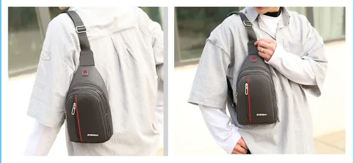 Miniatura 7 de Bolso cruzado pequeño para el pecho, hombro, bolsa de viaje, mochila casual para hombres y mujeres con agujero para auriculares, resistente al agua