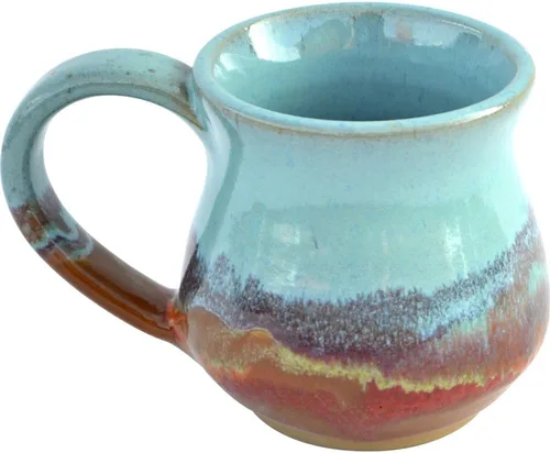 Miniatura 9 de ALWAYS AZUL POTTERY Taza pequeña de 10 onzas en esmalte Azulscape – Taza de café de cerámica hecha a mano – Elegante y único vaso artístico hecho a