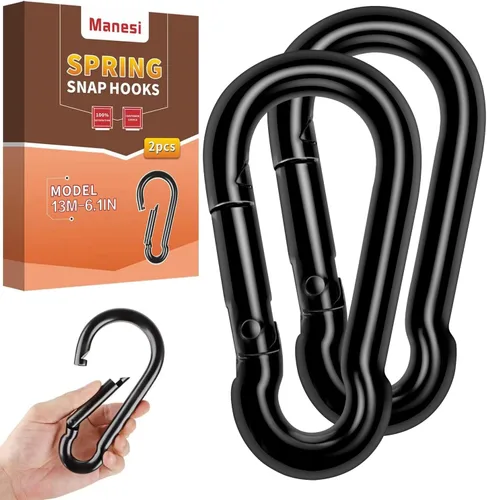 Miniatura 10 de Mosquetones de resorte con mosquetón, conector de cuerda resistente, clips de mosquetón pequeños de enlace rápido para interiores y exteriores