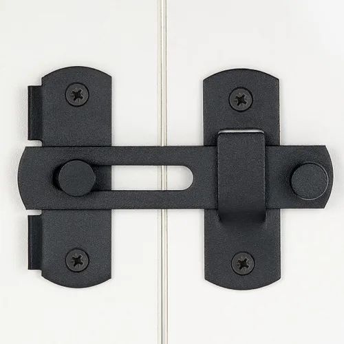 Miniatura 3 de INIRET 6 paquetes de pestillos para puerta de granero, 3.93" x 2.75", acero inoxidable negro mate, pestillo abatible para puerta de granero/portón