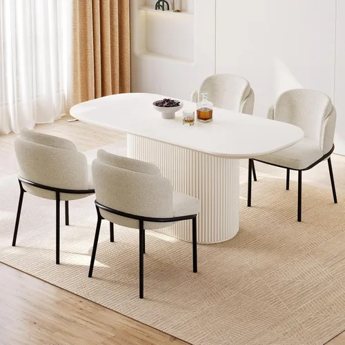 Miniatura 39 de Mesa de comedor ovalada de 63 pulgadas para 2-6 personas, mesa de cocina negra moderna, mesa de comedor rectangular de lujo, mesa de comedor