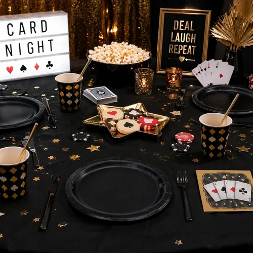 Miniatura 4 de HOME & HOOPLA Suministros mágicos para fiestas y tarjetas para fiestas nocturnas, tarjetas de mago, platos de postre de papel negro y servilletas