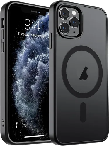 Miniatura 54 de SUPFINE Funda magnética para iPhone 11 Pro Max (compatible con MagSafe) (protección contra caídas de grado militar), delgada, translúcida mate, a