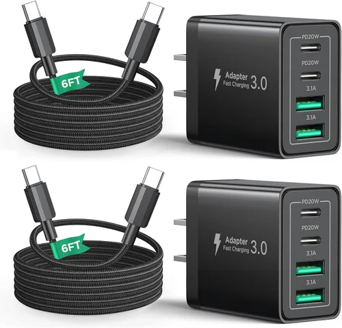 Miniatura 19 de Paquete de 2 Cargadores de Pared USB C, Bloque Cargador Rápido USB C de 40W y 4 Puertos con Puerto Dual QC+PD 3.0 Adaptador de Energía, Cargador