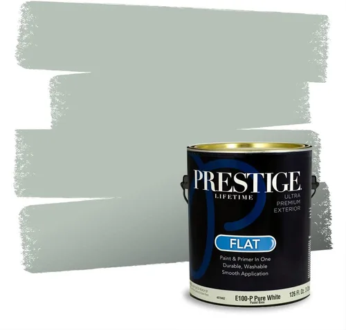 Miniatura 57 de Prestige Paints - Pintura exterior e imprimación en uno, 1 galón, plano, compatibilidad comparable con el color menta «Whipped Mint» de Behr