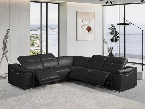 Miniatura 20 de BlackJack Furniture Venice - Juego de sofá reclinable seccional de cuero italiano de grano superior de 12 piezas con 4 reclinables eléctricos