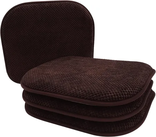 Miniatura 21 de Cojines de asiento de espuma marrón para sillas de cocina, almohadillas para sillas de comedor, paquete de 6 cojines antideslizantes para asientos
