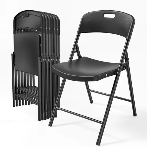 Miniatura 14 de Bonnlo Paquete de 2 sillas plegables de plástico negro, asiento portátil con marco de acero resistente para uso en interiores y exteriores, perfecto