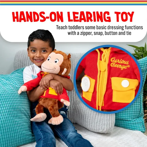 Miniatura 4 de Kids Preferred Curious George Learn to Dress Monkey - Juguetes de peluche de animales suaves y lindos, peluches tiernos y abrazables, regalos