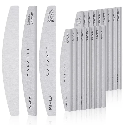 Miniatura 14 de Makartt Lima de uñas – Tablas de esmeril de grano 180/240 para uñas, 2 limas de uñas de doble cara para preparación y pulido de uñas naturales, kit