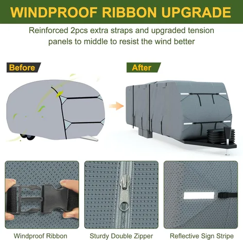 Miniatura 3 de Mofeez Cubierta para cámper, extragruesa, 7 capas, de 16 a 18 pies, resistente al viento, impermeable, antidesgarros, parches adhesivos