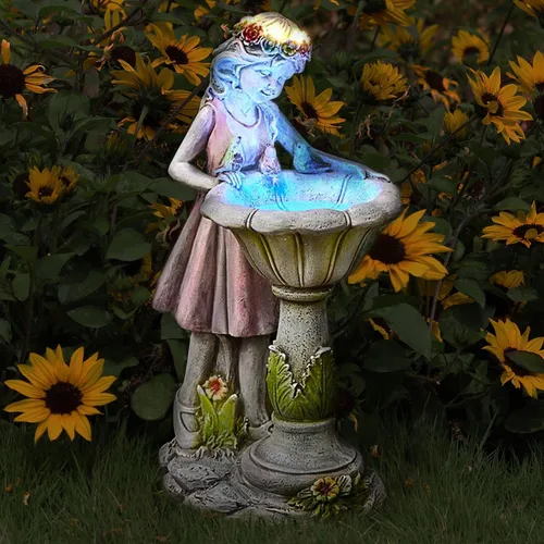 Voveexy Estatua de Jardín de Hadas, Figura Solar de Ángel de Jardín, Decoración al Aire Libre, Escultura de Ángel de Resina Impermeable para Patio,