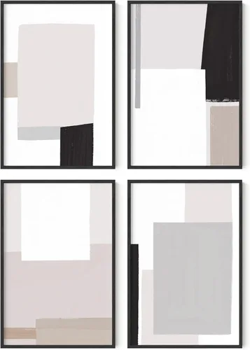Miniatura 84 de HAUS AND HUES Arte abstracto para pared en blanco y negro, juego de 4 pósteres minimalistas en blanco y negro para paredes, pósteres estéticos Juego