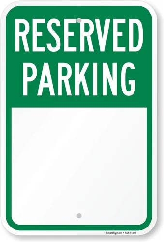 SmartSign - K-5503-AL-Cartel de estacionamiento reservado en blanco de 12 x 18 pulgadas, letrero de escritura, aluminio de 12 x 18 pulgadas, libre