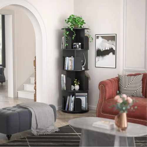 Miniatura 2 de Aheaplus Estantería giratoria, torre giratoria de 360 grados para espacios pequeños, estante de almacenamiento de 4 niveles, organizador estrecho