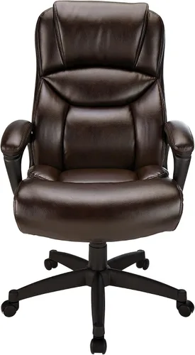 Miniatura 4 de Realspace® Fennington - Silla de cuero con respaldo alto, color marrón y negro