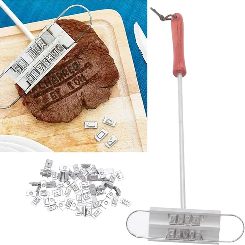Miniatura 2 de CHICIRIS Hierro de marca de carne para barbacoa, hierro de marca personalizado de acero inoxidable con letras intercambiables para hamburguesa