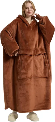 Miniatura 31 de Krifey Manta con capucha de sherpa de gran tamaño como regalo de cumpleaños para mamá, mujer, novia, hombre, acogedora sudadera con bolsillo gigante