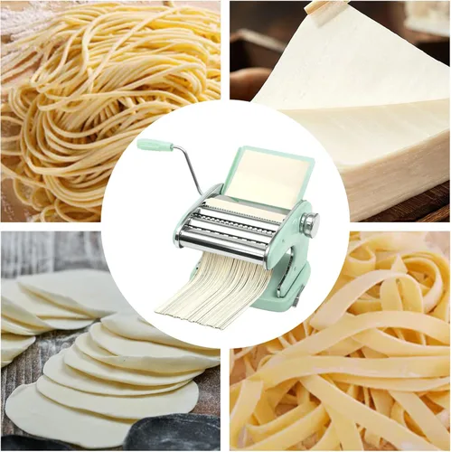Miniatura 5 de Máquina para hacer pasta, hecho en casa, de acero inoxidable, con 6 ajustes de grosor ajustables, cortador de fideos resistente para espaguetis