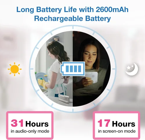 Miniatura 4 de VTech - Monitor de video para bebé con 2 cámaras y pantalla LCD de 5 pulgadas, hasta 17 horas de video y 31 horas de audio