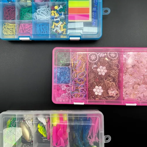 Miniatura 7 de DUOFIRE Caja organizadora de plástico con contenedor de almacenamiento, divisor ajustable, compartimento de cuadrícula extraíble para cuentas