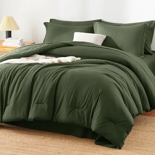 Miniatura 16 de Juego de edredón blanco queen, 7 piezas cama en una bolsa, juego ligero de ropa de cama queen, juego de 7 piezas para todas las estaciones, suave