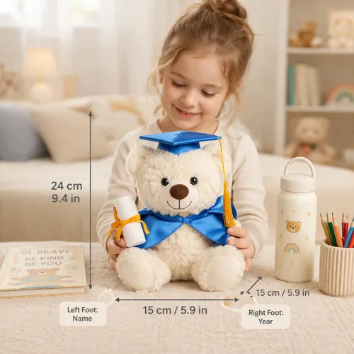 Miniatura 4 de Oso de graduación personalizado 2026-9.5 pulgadas 7 colores personalizados de peluche de graduación con fecha de nombre, regalo de graduación