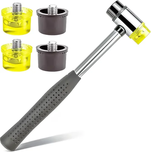 Miniatura 9 de Martillos pequeños de goma de 0.984 in, cabeza de plástico y goma de doble cara, martillo de goma de dos caras pequeño mazo de plástico con 4