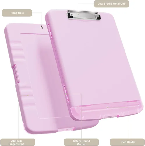 Miniatura 2 de Piasoenc Portapapeles con almacenamiento, caja de organización de 8.5 x 11 pulgadas con soporte para bolígrafo y carpeta de papel legal A4, folio