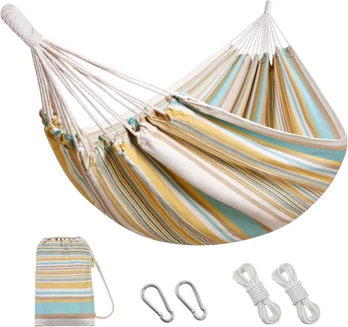 Miniatura 15 de Hamaca brasileña con correas para árboles, hamacas de lona, hamaca portátil con bolsa de transporte para patio trasero, porche, uso en exteriores e