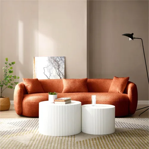 Miniatura 23 de KEVINSPACE Sofá curvo de 101 pulgadas, 4 asientos, moderno sofá de tela boucle de lujo, sofás de respaldo curvado de mediados de siglo, moderno