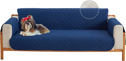 Miniatura 8 de Qubjus Funda de sofá de 2 plazas Revesible para sofá de 2 cojines, lavable, protector de muebles con correas elásticas para perros, mascotas, niños